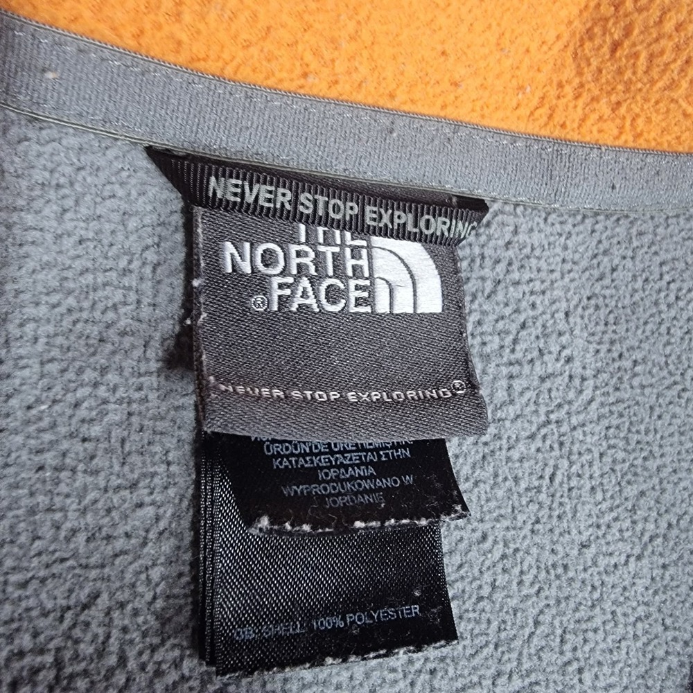 North Face Men’s Grey/Orange Fleece Quarter Zip Pullover Size Large Lightweight - Picture 6 of 10